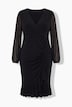 Jerseykleid, A-Linie, V-Ausschnitt, Mesh-Langarm
