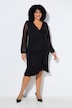 Jerseykleid, A-Linie, V-Ausschnitt, Mesh-Langarm