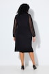 Jerseykleid, A-Linie, V-Ausschnitt, Mesh-Langarm