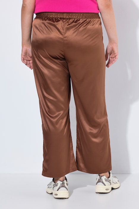 Hose, weites, gerades Bein, glänzend, Elastikbund