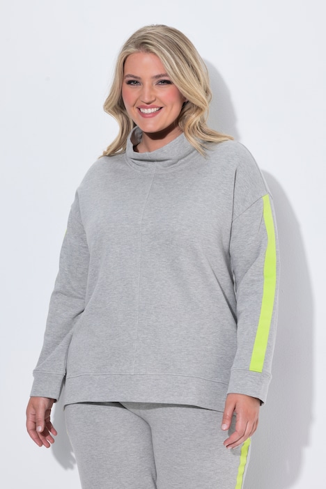 Sweatshirt, oversized, Ärmelstreifen, Neon