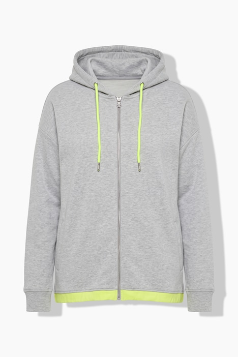 Sweatjacke, oversized, Kapuze, Neon