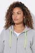 Sweatjacke, oversized, Kapuze, Neon