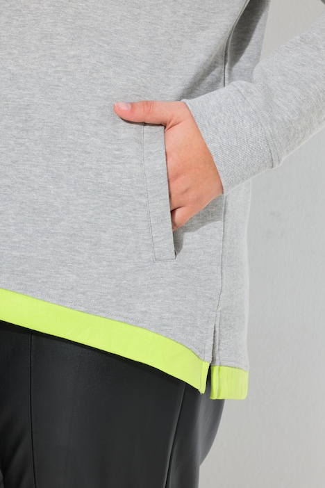 Sweatjacke, oversized, Kapuze, Neon