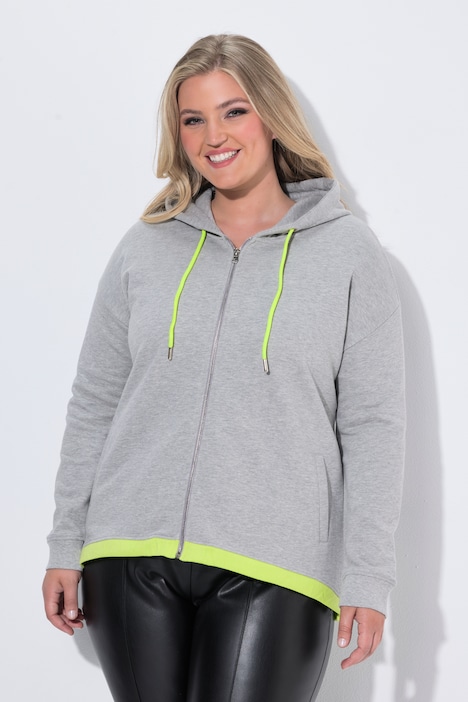 Sweatjacke, oversized, Kapuze, Neon