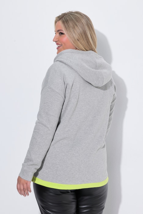 Sweatjacke, oversized, Kapuze, Neon
