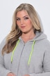 Sweatjacke, oversized, Kapuze, Neon