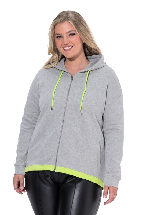 Sweatjacke, oversized, Kapuze, Neon