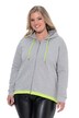Sweatjacke, oversized, Kapuze, Neon