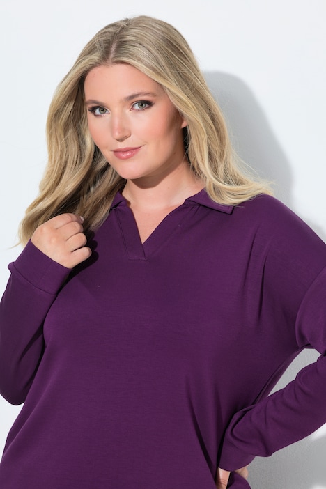 Sweat-Pullover, Boxy Fit, Polokragen