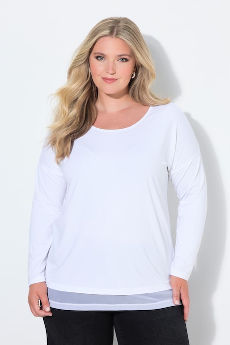 Longsleeve, A-Linie, Chiffonsaum