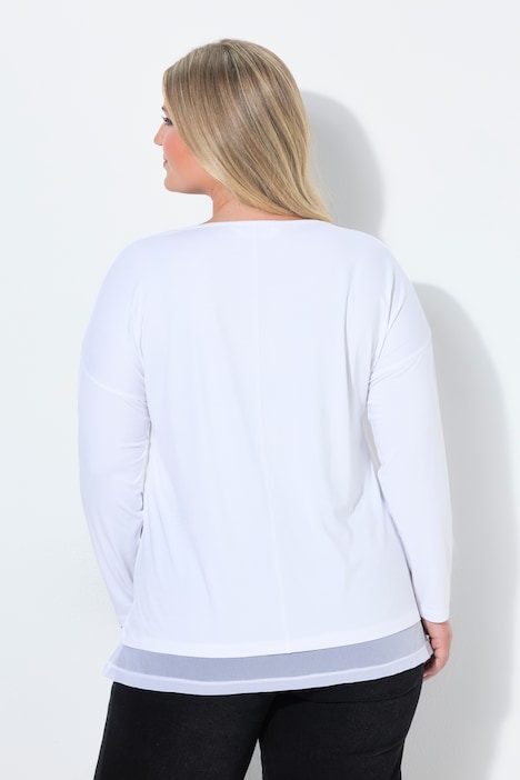 Longsleeve, A-Linie, Chiffonsaum