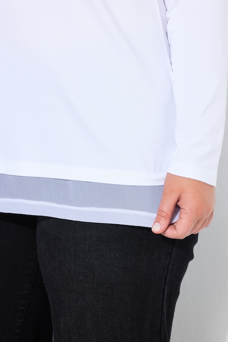Longsleeve, A-Linie, Chiffonsaum