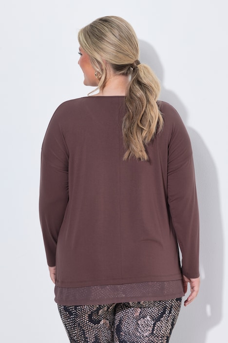 Longsleeve, A-Linie, Chiffonsaum