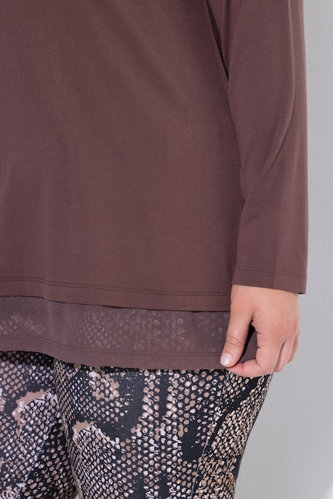 Longsleeve, A-Linie, Chiffonsaum