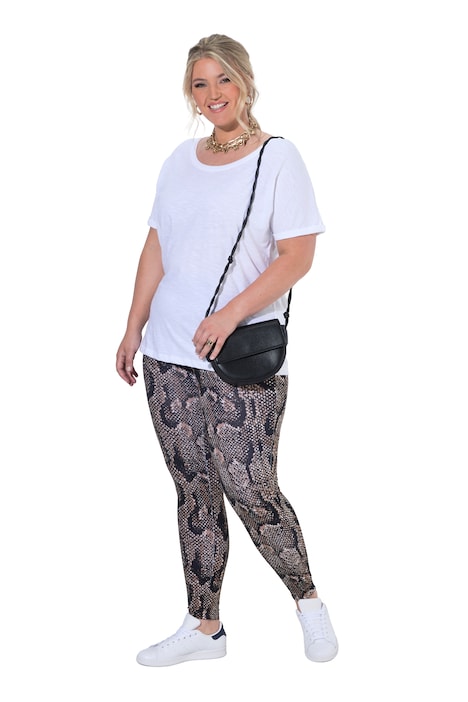 Legíny, přiléhavý střih, vzor hadí kůže, pružný pas