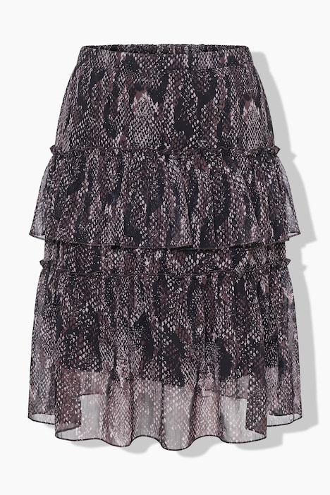 Midi-Rock, A-Linie, Chiffon, Schlange, Gltzerstreifen