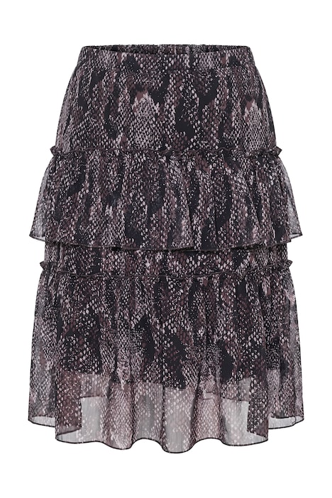 Midi-Rock, A-Linie, Chiffon, Schlange, Gltzerstreifen
