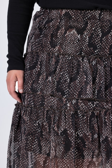 Midi-Rock, A-Linie, Chiffon, Schlange, Gltzerstreifen