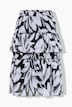 Midirock, A-Linie, Chiffon, florales Muster, Glitzerstreifen
