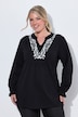 Longsleeve, A-lijn, tuniekhals, kanten patroon
