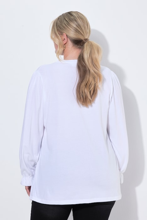 Longsleeve, A-Linie, Tunika-Ausschnitt, Spitzendruck