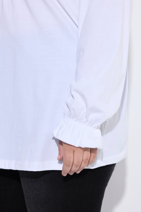 Longsleeve, A-Linie, Tunika-Ausschnitt, Spitzendruck
