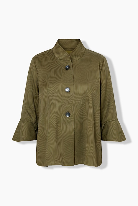 Jacke, Wellen-Design, A-Linie, Stehkragen, 3/4-Arm