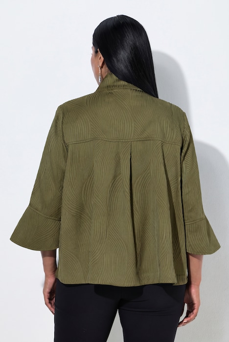 Jacke, Wellen-Design, A-Linie, Stehkragen, 3/4-Arm