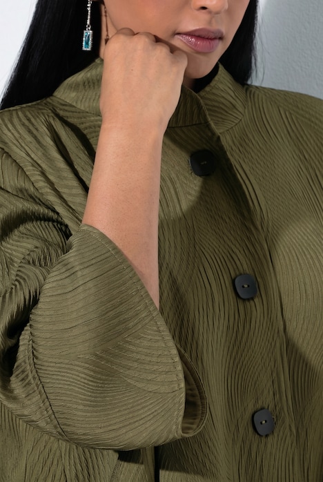 Jacke, Wellen-Design, A-Linie, Stehkragen, 3/4-Arm