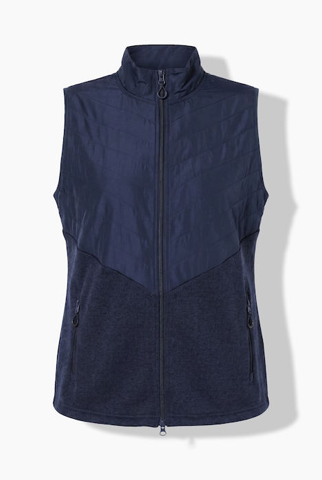 Gilet hybride, polaire bouclée, capuche et empiècement matelassé