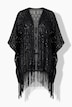 Chiffon-Jacke, Stickerei, Fransensaum, offene Form