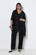 Chiffon-Jacke, Stickerei, Fransensaum, offene Form