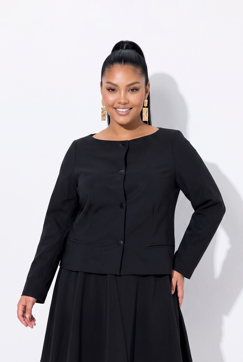 Blazer, Techno-Stretch, U-Boot-Ausschnitt, Langarm
