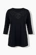 Shirt, Ausbrenner-Stickerei, U-Boot-Ausschnitt, 3/4-Arm