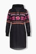 Norweger-Strick-Fleece- Kleid, Kapuze, Langarm