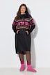 Norweger-Strick-Fleece- Kleid, Kapuze, Langarm