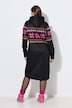 Norweger-Strick-Fleece- Kleid, Kapuze, Langarm