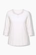 T-shirt en coton Pima, strass fantaisie, décolleté cœur et manches 3/4