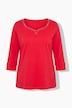 Shirt, Ziersteine, Herzsausschnitt, 3/4-Arm, Pima Cotton