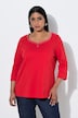 Shirt, Ziersteine, Herzsausschnitt, 3/4-Arm, Pima Cotton