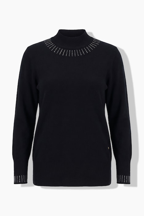 Pullover, Glitzersteinchen, Stehkragen, Langarm