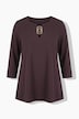 T-shirt point de Rome, anneaux fantaisie, décolleté rond et manches 3/4, coupe évasée