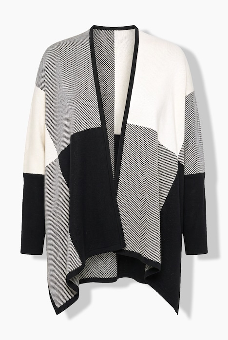 Poncho, Karomuster, offene Form, Rücken-V-Ausschnitt