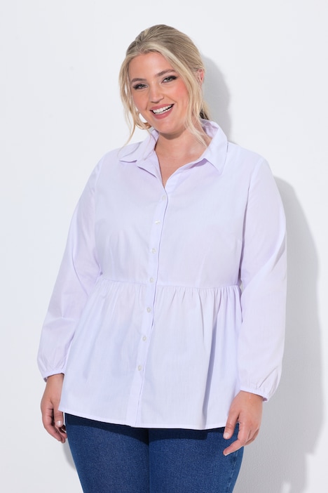 Bluse, A-linje, peplum, langærmet