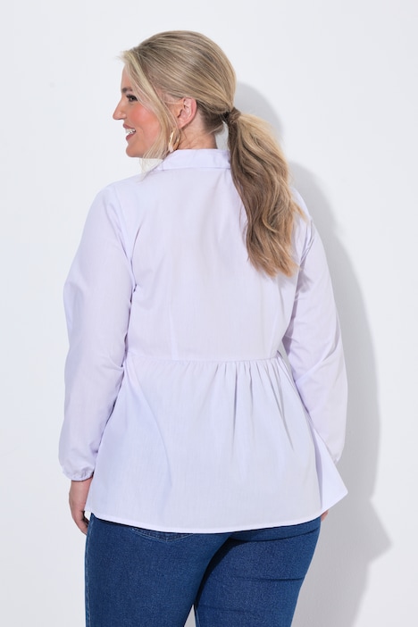 Bluse, A-linje, peplum, langærmet