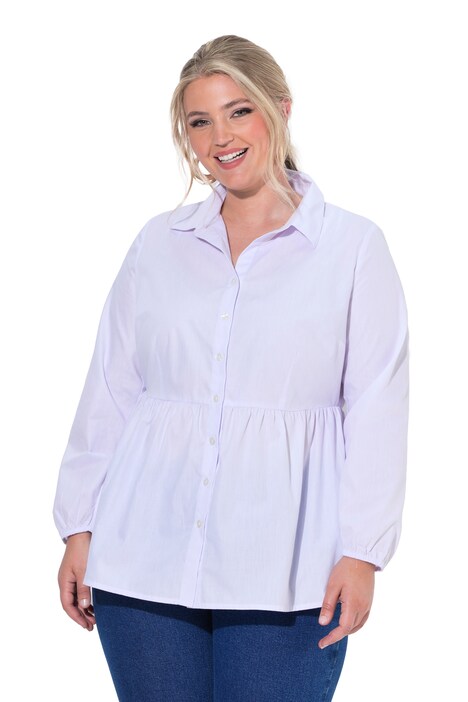 Halenka, áčkový střih, s peplum volánem, dlouhé rukávy