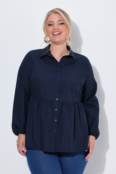 Bluse, A-linje, peplum, langærmet
