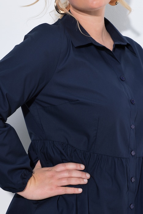 Bluse, A-linje, peplum, langærmet