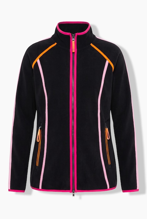 Fleece-Sweatjacke, Stehkragen, Vokuhila